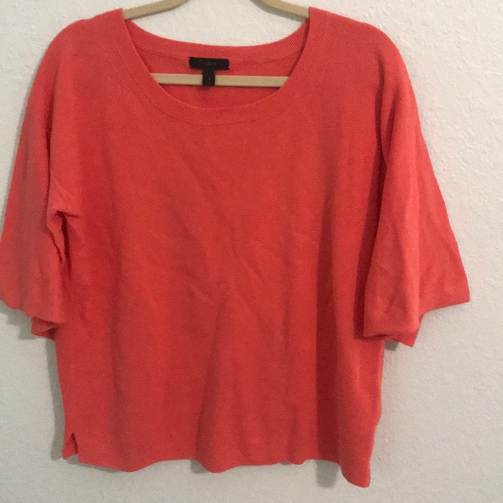 Cotton blouse with bell sleeves in coral color